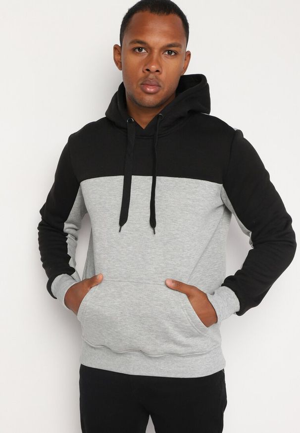 Born2be - Jasnoszara Bluza z Bawełną z Kieszenią Kangurek i Kapturem Nevisara. Okazja: na spotkanie biznesowe, na co dzień. Kolor: szary. Materiał: bawełna. Styl: sportowy, elegancki, casual, klasyczny, biznesowy