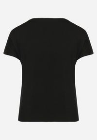 Born2be - Czarny Bawełniany T-shirt Nietoperz Ozdobiony Cyrkoniami Rinada. Kolor: czarny. Materiał: bawełna. Wzór: aplikacja. Styl: klasyczny #7