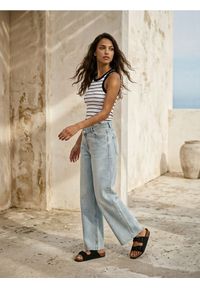 Sinsay - Bawełniany top w paski - wielobarwny. Materiał: bawełna. Wzór: paski