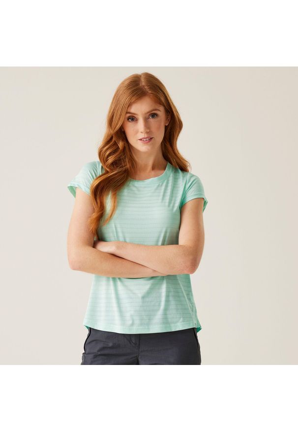 Regatta - Limonite VII damska koszulka. Kolor: niebieski. Materiał: poliester, elastan. Sport: fitness, turystyka piesza