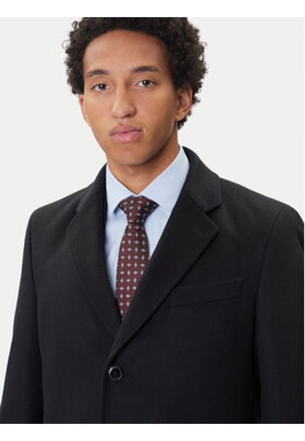 BOSS Płaszcz wełniany Hyde 50549187 Czarny Slim Fit. Kolor: czarny. Materiał: wełna