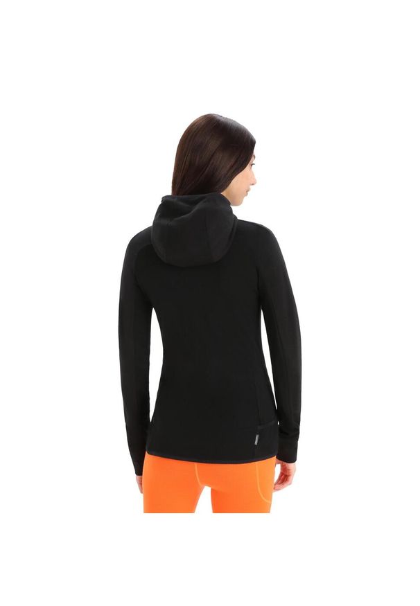 Bluza Turystyczna Damska Icebreaker Merino Quantum ZoneKnit Zip. Typ kołnierza: kaptur. Kolor: czarny. Materiał: wełna. Sport: turystyka piesza