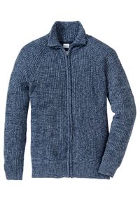 Sweter rozpinany bonprix matowy niebieski - ciemnoniebieski melanż. Typ kołnierza: kołnierzyk stójkowy. Kolor: niebieski. Wzór: melanż #1