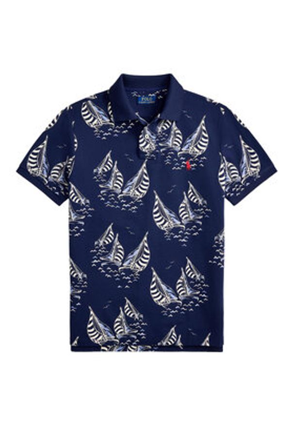 Polo Ralph Lauren Polo 710B18828001 Granatowy Custom Slim Fit. Typ kołnierza: polo. Kolor: niebieski. Materiał: bawełna