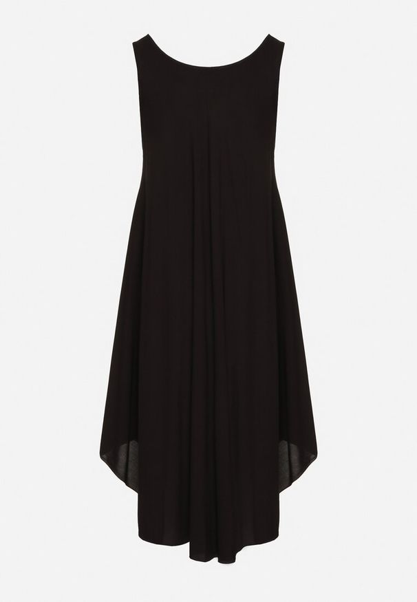 Born2be - Czarna Rozkloszowana Sukienka z Bawełny Tesaxelle. Okazja: na co dzień, na spotkanie biznesowe. Kolor: czarny. Materiał: bawełna. Typ sukienki: proste. Styl: biznesowy, casual, elegancki