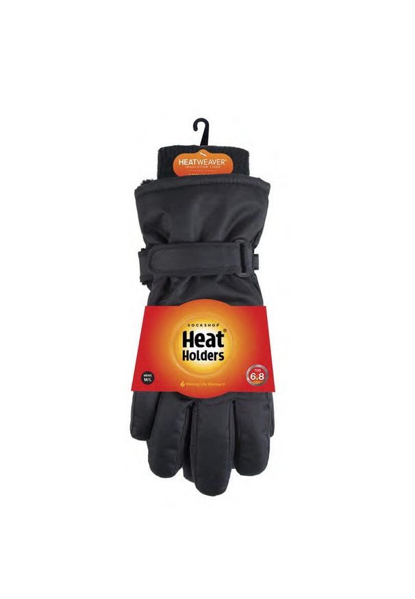 HEAT HOLDERS - Czarne rękawiczki narciarskie M-L: wysoka jakość ciepła i wodoodporności. Kolor: czarny. Sezon: zima, jesień. Styl: sportowy, elegancki