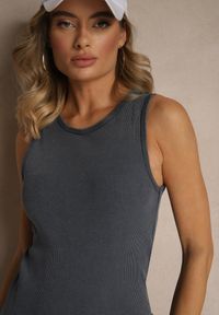 Renee - Granatowa Prążkowana Sukienka z Bawełny Typu Bodycon Ralithia. Kolor: niebieski. Materiał: bawełna, prążkowany. Typ sukienki: bodycon. Styl: elegancki #5