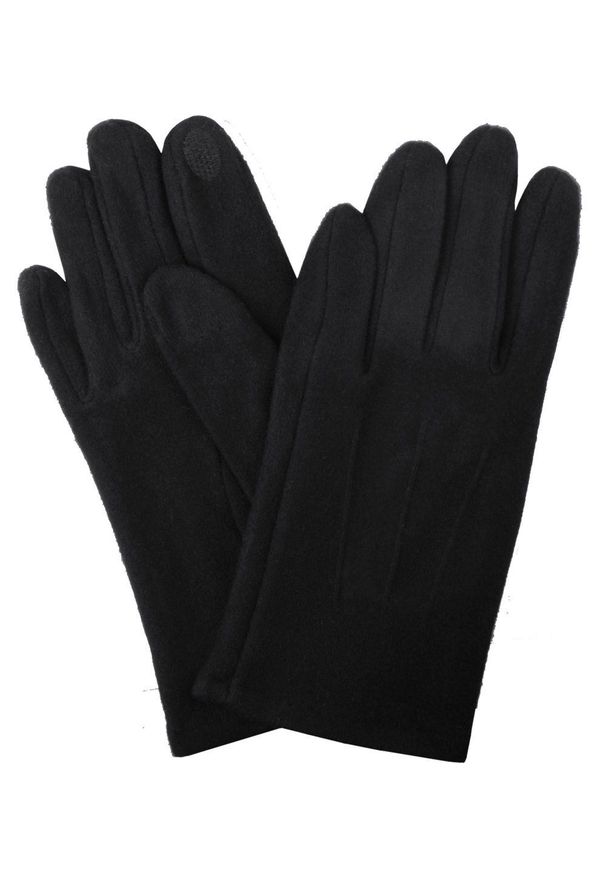 EM Men's Accessories - Delikatne i Wygodne Rękawiczki z Wełną - Męskie - Czarne. Kolor: czarny. Materiał: poliester, wełna, wiskoza. Wzór: aplikacja. Sezon: zima, jesień