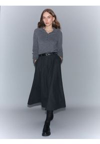 Reserved - Spódnica z wełną - ciemnoszary. Kolor: szary. Materiał: wełna