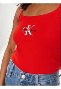 Calvin Klein Jeans Top Monologo J20J223105 Czerwony Slim Fit. Kolor: czerwony. Materiał: bawełna #2