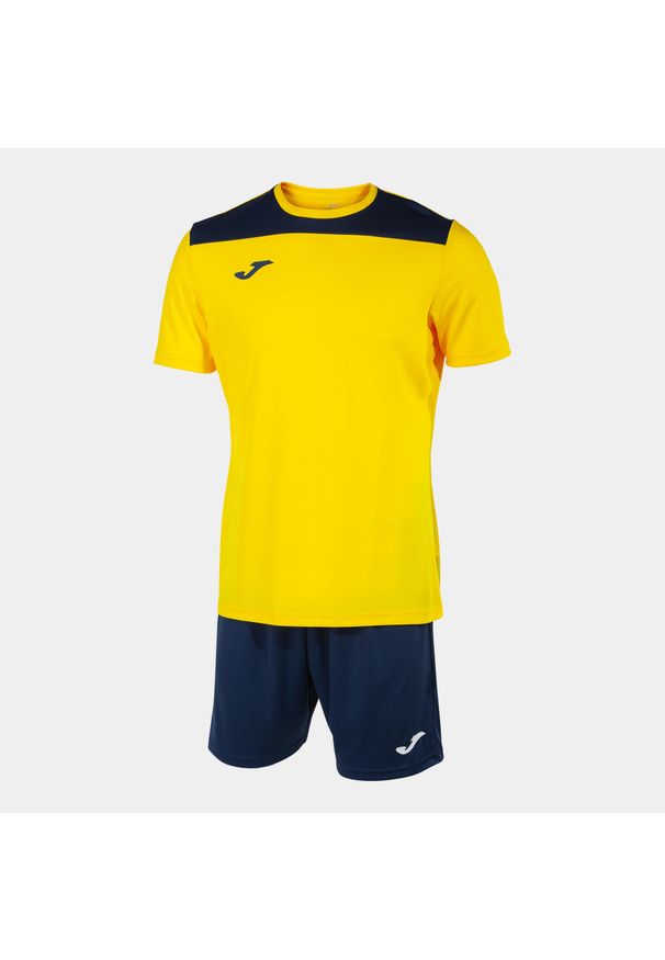 Zestaw Sportowy Joma Phoenix II Żółto-Marynarski 3XS dla Juniorów. Okazja: na uczelnię. Kolor: żółty, niebieski, wielokolorowy. Materiał: poliester, dresówka. Styl: sportowy
