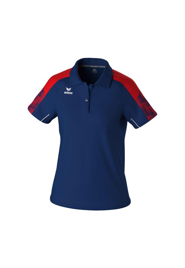 ERIMA - Damska koszulka polo Erima Evo Star. Typ kołnierza: polo. Kolor: czerwony, niebieski, wielokolorowy. Długość rękawa: raglanowy rękaw. Sport: piłka nożna