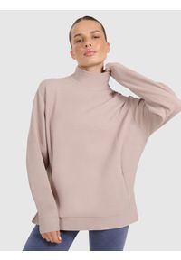 4f - 4F Bluza dresowa do jogi i pilatesu damska - beżowa M. Okazja: na co dzień. Kolor: beżowy. Materiał: dresówka. Wzór: gładki. Styl: klasyczny, casual. Sport: joga i pilates