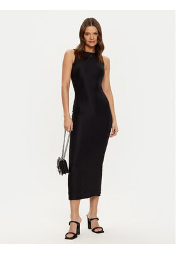 Guess Sukienka dzianinowa W4YK0J KCDE0 Czarny Slim Fit. Kolor: czarny. Materiał: syntetyk