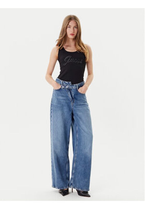 Guess Top W5YP00 KCXJ2 Czarny Regular Fit. Kolor: czarny. Materiał: syntetyk