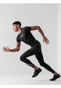 4f - Koszulka do biegania regular szybkoschnąca męska. Kolor: czarny. Materiał: materiał, włókno, dzianina. Sport: fitness #2
