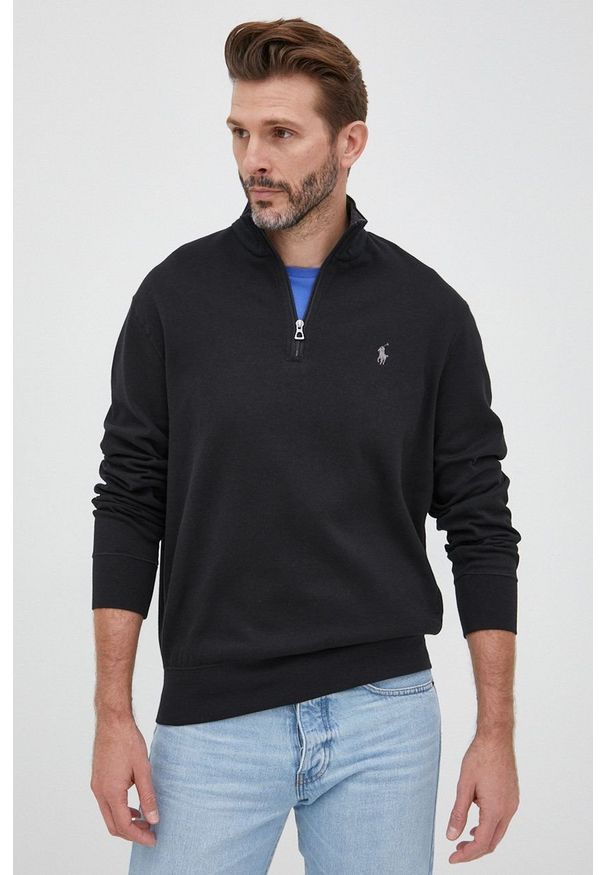 Polo Ralph Lauren bluza 710812963001 męska kolor czarny gładka. Typ kołnierza: polo. Kolor: czarny. Materiał: dzianina. Długość: krótkie. Wzór: gładki