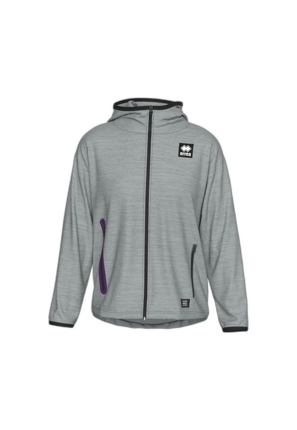 ERREA - Sweat damska bluza z kapturem zapinana na zamek Errea Black Box. Typ kołnierza: kaptur. Kolor: szary, wielokolorowy, brązowy