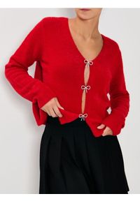 Sinsay - Sweter z kokardami - czerwony. Typ kołnierza: kokarda. Kolor: czerwony