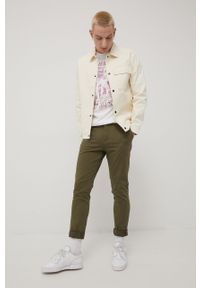 PRODUKT by Jack & Jones - Produkt by Jack & Jones spodnie męskie kolor zielony proste. Okazja: na co dzień. Kolor: zielony. Materiał: tkanina. Wzór: gładki. Styl: casual