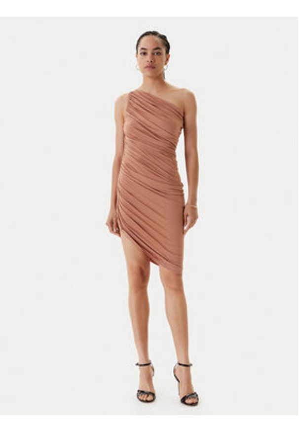 NORMA KAMALI Sukienka koktajlowa ST1253MD288833 Beżowy Slim Fit. Kolor: beżowy. Materiał: wiskoza. Styl: wizytowy