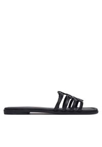 TOMMY HILFIGER - Tommy Hilfiger Klapki Th Script Flat Mule Lth FW0FW09368 Czarny. Kolor: czarny. Materiał: skóra #1