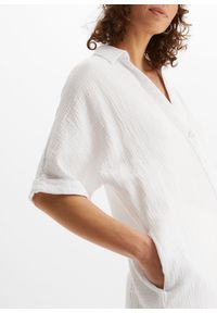 bonprix - Długa bluzka oversize z miękkiego muślinu. Kolor: biały. Materiał: bawełna. Długość: długie #3