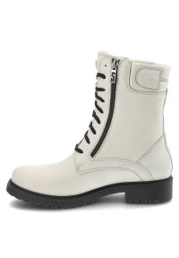 Białe Botki Damskie Simen Modne Skórzane Buty. Okazja: na co dzień. Zapięcie: zamek. Kolor: biały. Materiał: skóra. Styl: casual #6