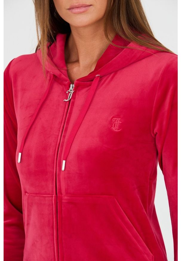 Juicy Couture - JUICY COUTURE Czerwona damska bluza Robertson, Rozmiar M. Typ kołnierza: kaptur. Kolor: czerwony