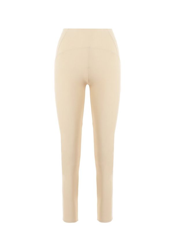 Born2be - Jasnobeżowe Legginsy Amarhiphae. Kolor: beżowy. Materiał: dzianina. Długość: długie. Wzór: aplikacja. Styl: sportowy