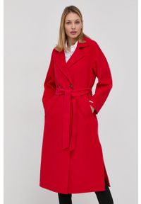 Marella Płaszcz wełniany kolor czerwony przejściowy dwurzędowy. Okazja: na co dzień. Kolor: czerwony. Materiał: wełna. Styl: casual, klasyczny