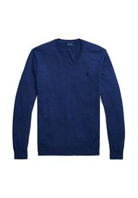 Polo Ralph Lauren Sweter 710946142006 Granatowy Slim Fit. Typ kołnierza: polo. Kolor: niebieski. Materiał: wełna