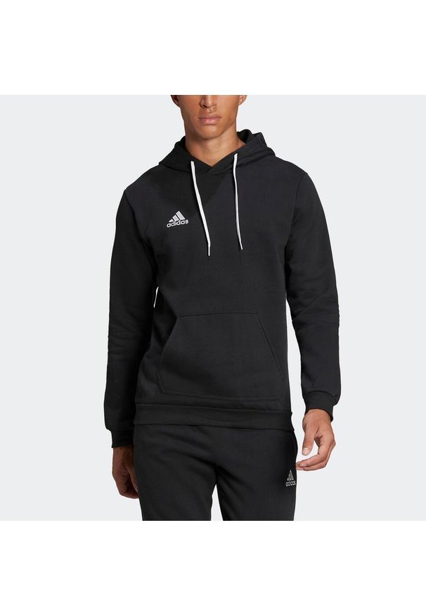 Bluza z kapturem do piłki nożnej Adidas Entrada 22. Typ kołnierza: kaptur. Kolor: czarny. Materiał: polar. Sport: fitness, piłka nożna