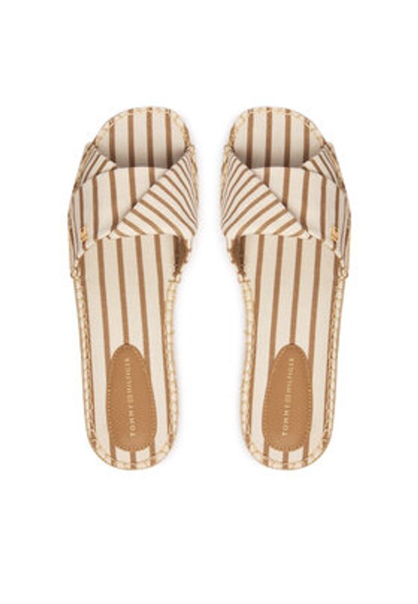 TOMMY HILFIGER - Tommy Hilfiger Klapki Canvas FW0FW09140 Beżowy. Kolor: beżowy. Materiał: materiał