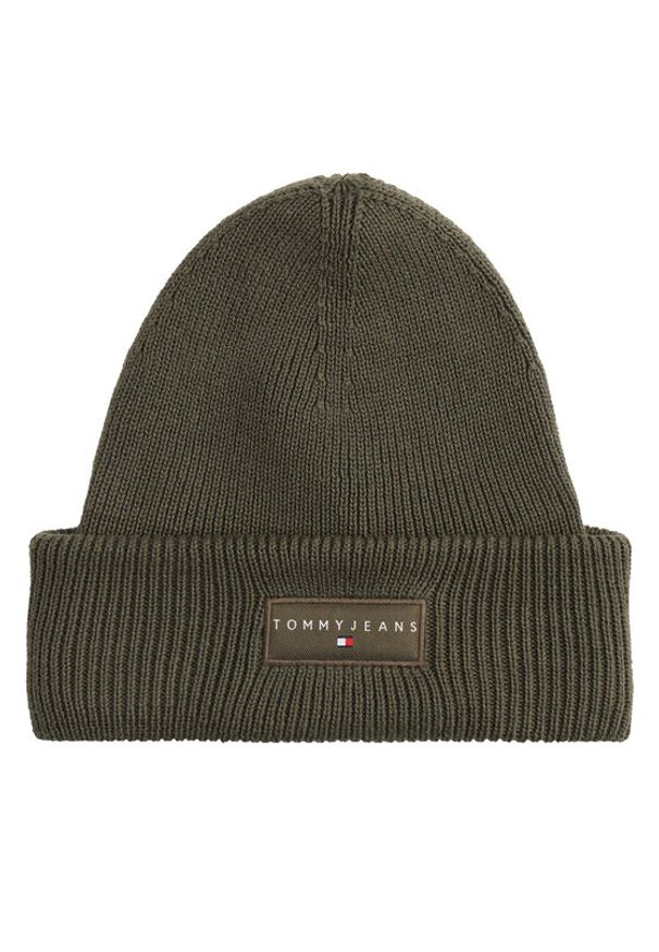 Tommy Jeans Czapka Tjm Linear Beanie AM0AM13666 Zielony. Kolor: zielony. Materiał: materiał, bawełna