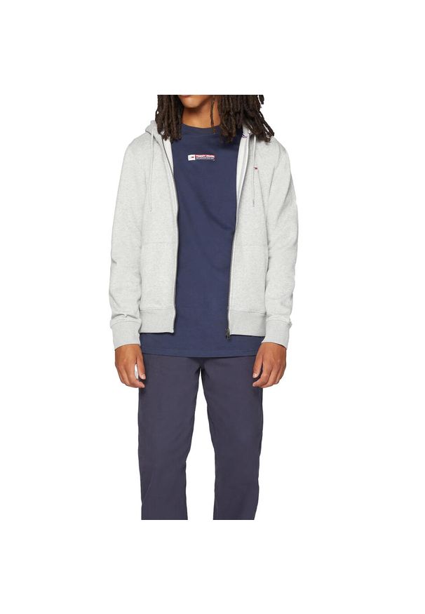 TOMMY HILFIGER - Bluza męska rozpinana z kapturem Tommy Hilfiger FLEECE ZIP THRU. Typ kołnierza: kaptur. Kolor: szary