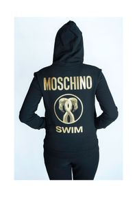 MOSCHINO SWIM Bluza z kapturem czarna damska. Typ kołnierza: kaptur. Kolor: czarny. Materiał: bawełna #4