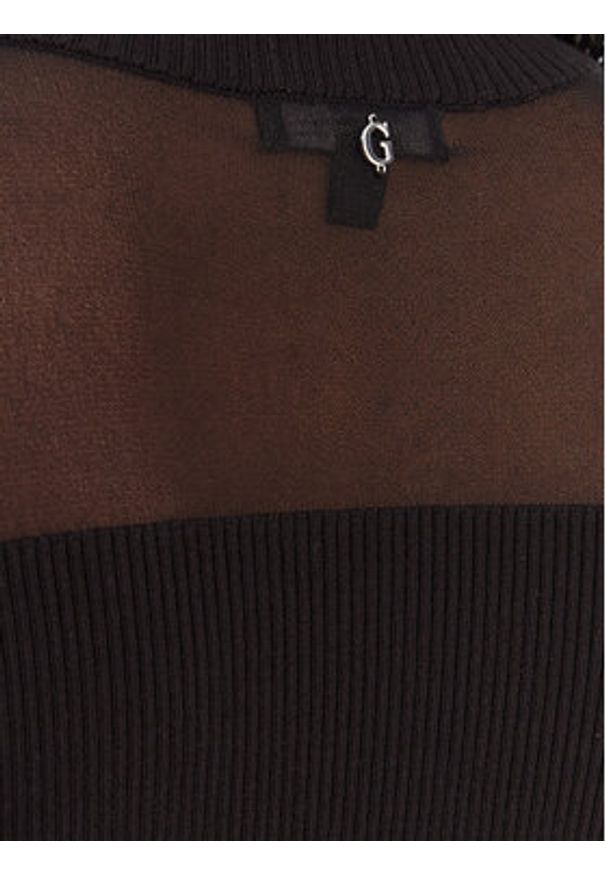 Guess Sweter W6RR70 Z2YK2 Czarny Regular Fit. Kolor: czarny. Materiał: wiskoza