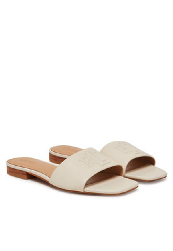 Lauren Ralph Lauren - LAUREN RALPH LAUREN Klapki Everley 802959143009 Biały. Kolor: biały. Materiał: skóra