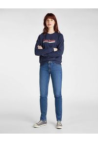 Lee - LEE CREW SWEATSHIRT DAMSKA BLUZA KLASYCZNA LOGO NADRUK DARK NAVY L53KBRNM. Wzór: nadruk. Styl: klasyczny