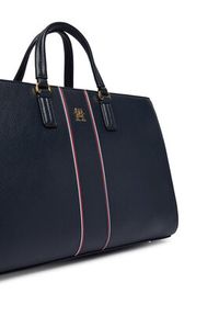 TOMMY HILFIGER - Tommy Hilfiger Torebka Th Daily Satchel Corp AW0AW18644 Granatowy. Kolor: niebieski. Materiał: skórzane #4