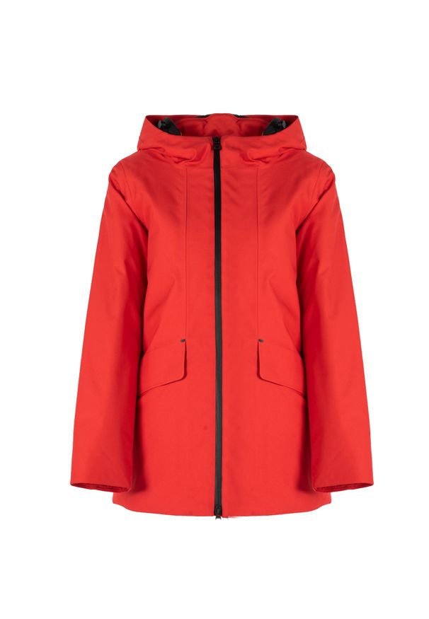 Geox Kurtka "Gendry" | W2621AT2940 | Kobieta | Czerwony. Okazja: na co dzień. Typ kołnierza: kaptur. Kolor: czerwony. Materiał: poliester. Styl: casual