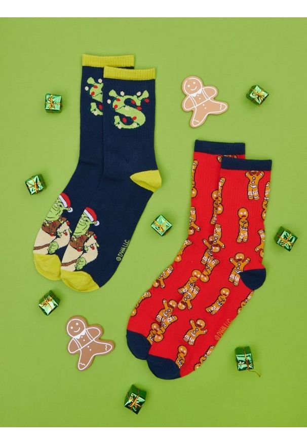 Sinsay - Skarpetki 2 pack Shrek - wielobarwny