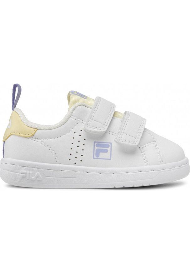 Fila Crosscourt 2 NT Velcro Junior Biały/Przezroczysty Żółty. Okazja: na co dzień. Zapięcie: rzepy. Kolor: wielokolorowy, biały, żółty