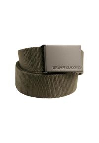 Urban Classics - Męski Pasek Płócienny. Kolor: zielony. Wzór: paski #1