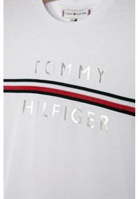 TOMMY HILFIGER - Tommy Hilfiger - T-shirt dziecięcy 104-176 cm. Okazja: na co dzień. Kolor: biały. Materiał: bawełna, poliester, dzianina. Długość rękawa: krótki rękaw. Długość: krótkie. Wzór: aplikacja. Styl: casual #4