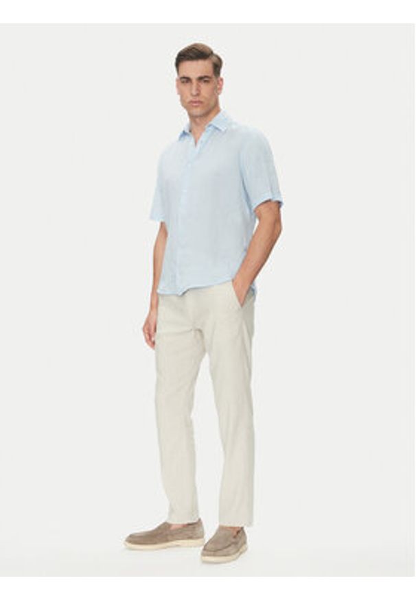 BOSS Koszula 50537382 Niebieski Regular Fit. Kolor: niebieski. Materiał: len