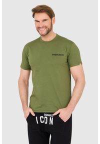 DSQUARED2 Zielony męski bawełniany t-shirt z małym logo, Rozmiar L. Kolor: zielony. Materiał: bawełna