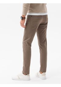 Ombre Clothing - Spodnie męskie chinosy SLIM FIT P1059 - ciemnobeżowe - XXL. Okazja: na co dzień. Kolor: beżowy. Materiał: elastan, tkanina, bawełna. Styl: casual