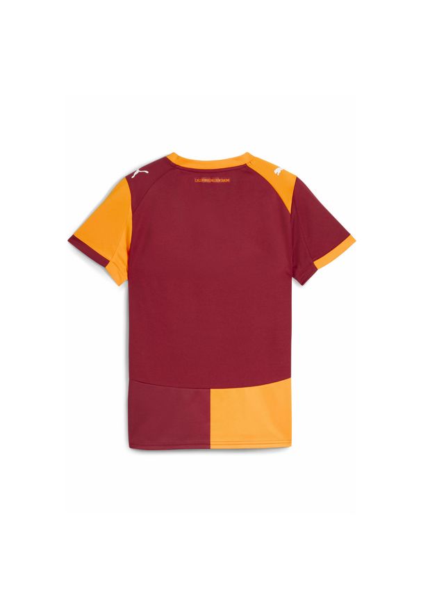 Puma - Młodzieżowa koszulka domowa Galatasaray SK 25/26 PUMA Red Rhythm Intense Orange. Kolor: pomarańczowy, czerwony, wielokolorowy, żółty. Sport: piłka nożna